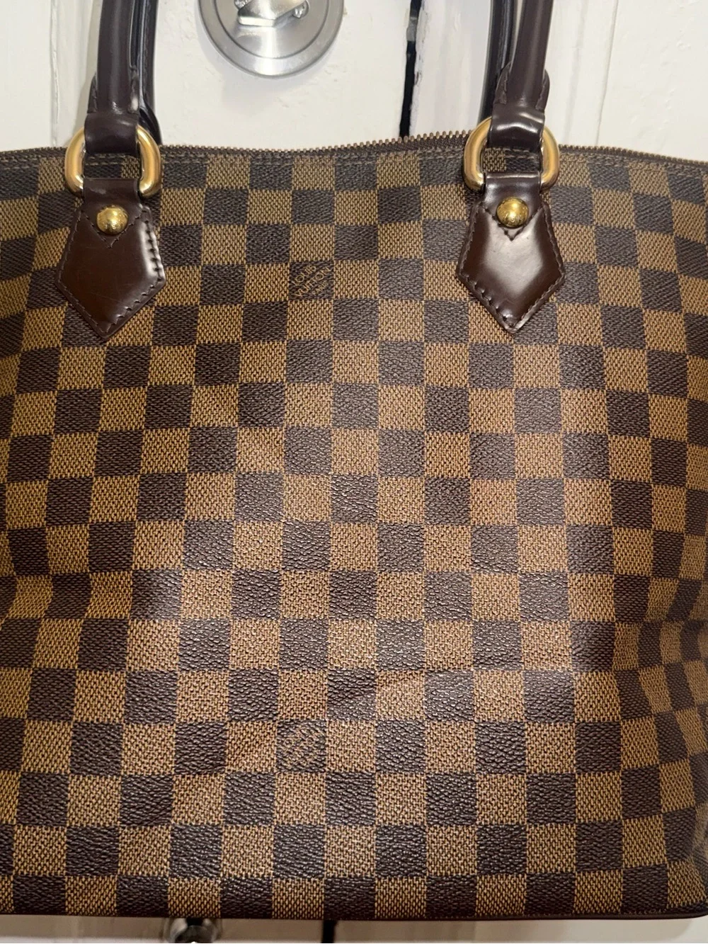 Louis Vuitton Damier Ebene Saleya PM Tote Shoulder Handbag